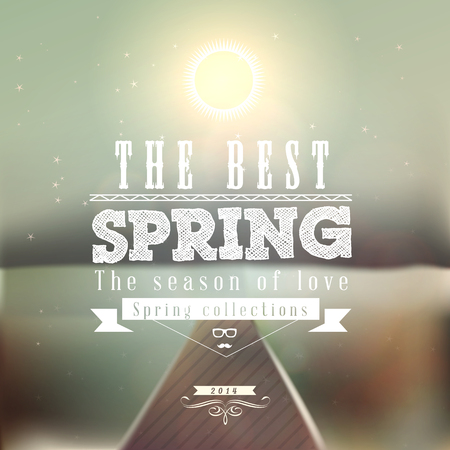 The Best Spring typographic design with colourful backgroundのイラスト素材