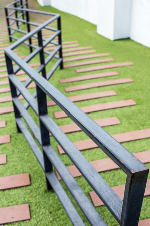 stair way on green garden.の写真素材