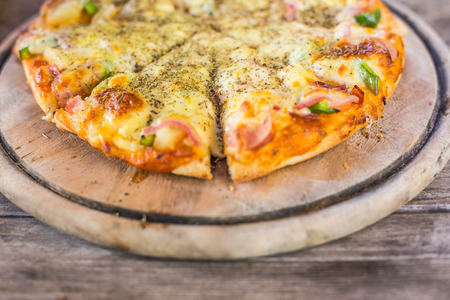 Hawaiian style pizza.の写真素材