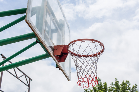 Closeup of basketball hoop.の写真素材