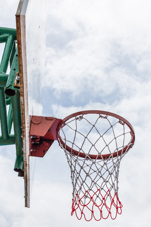 Closeup of basketball hoop.の写真素材