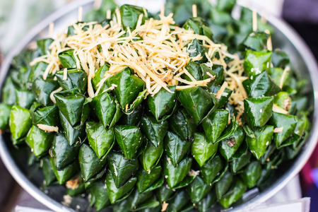 dolma, stuffed grape leaves in a bowl, turkish and greek cuisine.の写真素材