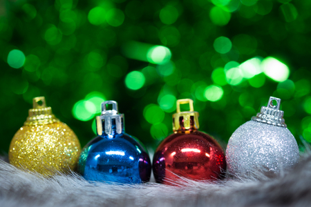Christmas balls on abstract light background.の写真素材