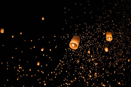 balloon fire/ yeepeng in north Thailand / chiangmai.の写真素材