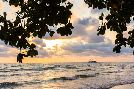 Beautiful red sunset over the ocean.の写真素材