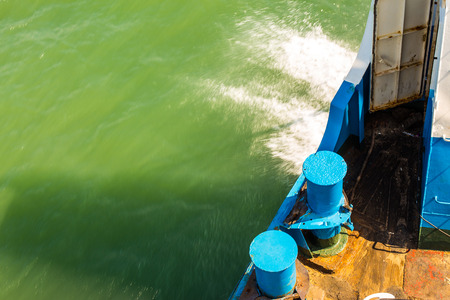 Boat wake foam water propeller wash blue saltwater.の写真素材