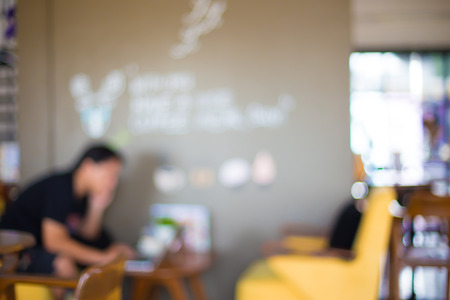 Blurred cafe restaurant with bokeh backgroundの写真素材