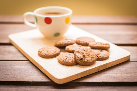 Cup of coffee and biscotti.の写真素材