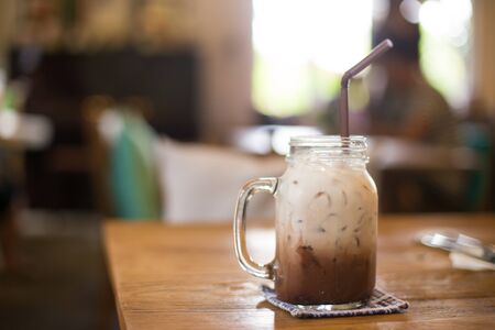 ice blend caramel coffee.の写真素材