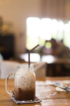 ice blend caramel coffee.の写真素材