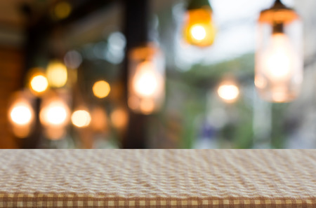 checkered table cloth on empty table for Your photomontage or product displayの写真素材