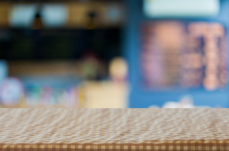 checkered table cloth on empty table for Your photomontage or product displayの写真素材