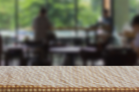 checkered table cloth on empty table for Your photomontage or product displayの写真素材