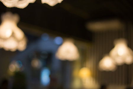 Blurred cafe restaurant with bokeh background.の写真素材