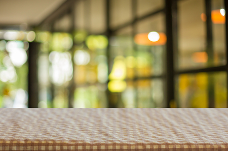 Checkered table cloth on empty table for Your photomontage or product displayの写真素材