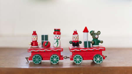 christmas wooden toy and white copy space.の写真素材