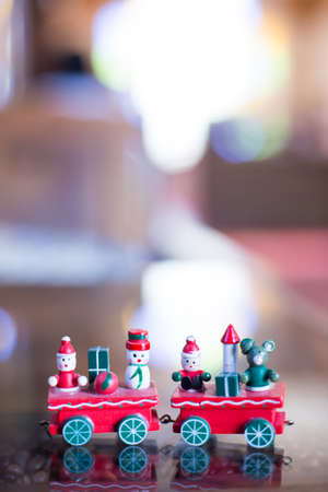 christmas wooden toy and white copy space.の写真素材