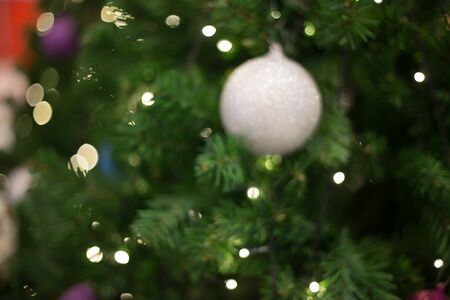 bokeh light on christmas tree, blurred backgroundの写真素材