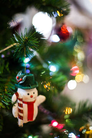 Blur background Christmas Decoration on Tree background.の写真素材