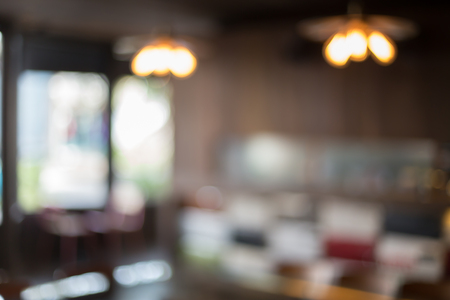 Blurred cafe restaurant with bokeh backgroundの写真素材