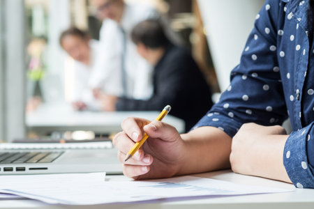 teamwork. woman and man working in the office.の写真素材