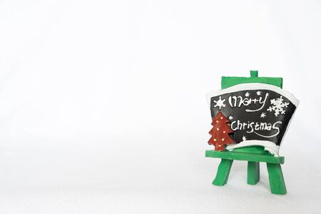 Merry christmas label with White Snow. For Season Greetings. and copy space for text.の写真素材