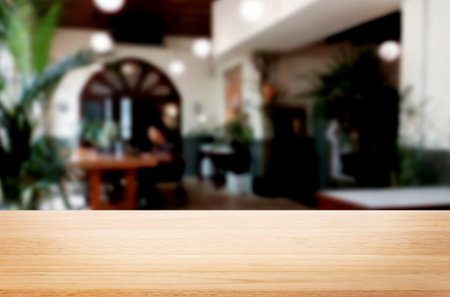 Empty wooden table and room interior decoration background, product montage display, window...