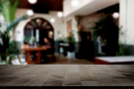 Empty wooden table and room interior decoration background, product montage display, window background.の写真素材
