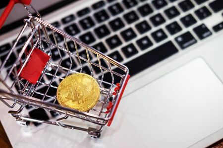 golden metal Bitcoin crypto currency investment- symbolic block chain financial internet and technologyの写真素材
