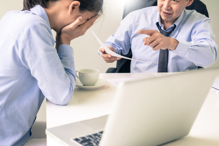 working in the office. Manager is not satisfied the argument. Business complaining in discuss during their no reason about mad group of team After office conflict against madly manager.team leader dissatisfied with reportの写真素材