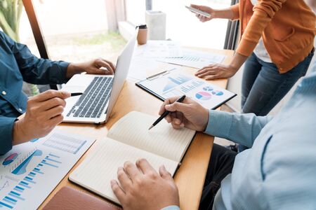 Business presenting to colleagues at a meeting Design Ideas Concept and planning with team working together in the office and entrepreneurship concept.の写真素材