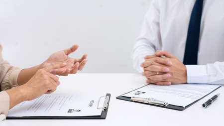 Businessman Candidate For Job applicant being interviewed hr managers in the meeting room, career and placement conceptの写真素材