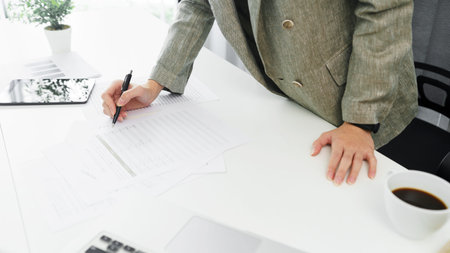 Confidence woman concept, Businesswoman is checking information to analyzing business strategy.