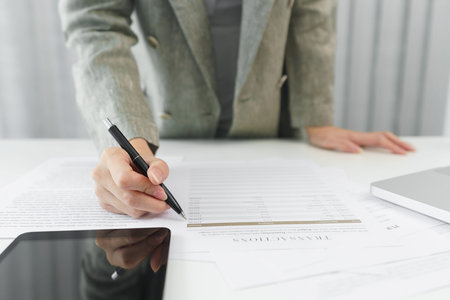 Confidence woman concept, Businesswoman is checking information to analyzing business strategy.