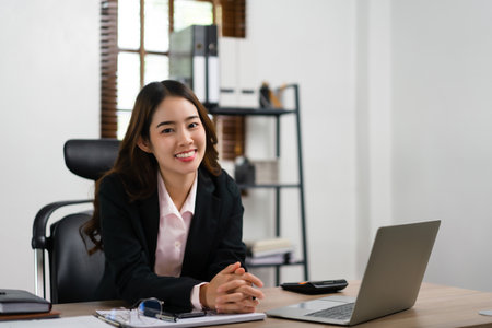 Businesswoman working about planning for marketing plan of new startup project in modern workplace.の写真素材