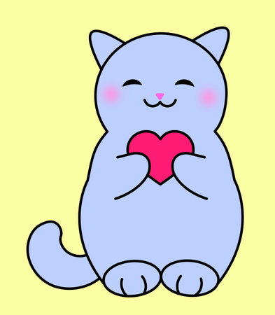 cute gray blue happy kittenのイラスト素材