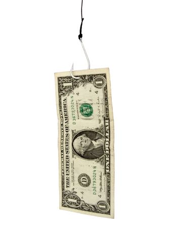 Dollar on a hook. 
If you download this image, please let me know how you want to use it. This information is for my private use only. Thank you.の写真素材