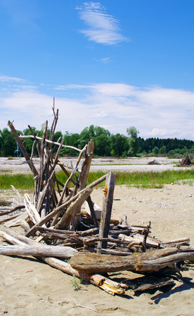 land art on the Isarの写真素材