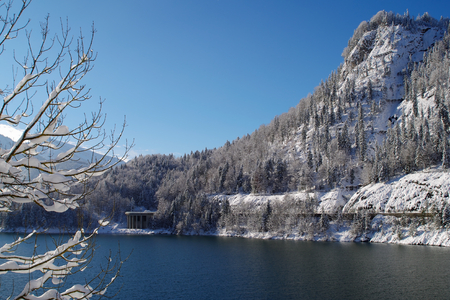 Sylvensteinspeicher in winterの写真素材