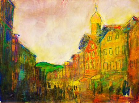 Pedestrian zone painted in Bad Tölzの写真素材