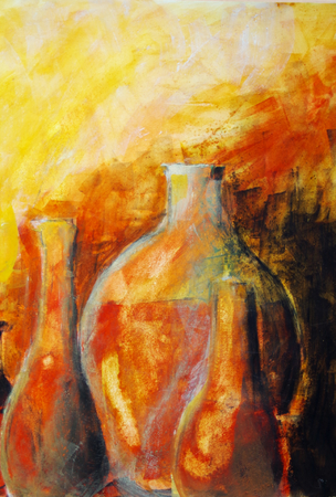 Bottles and clay vesselsの写真素材