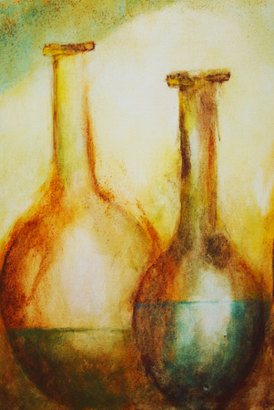 Antique bottles paintedの写真素材