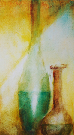 Antique bottles paintedの写真素材