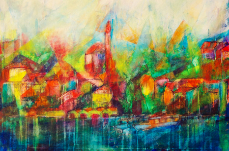 Starnberg in Oberbayern painted abstractlyの写真素材