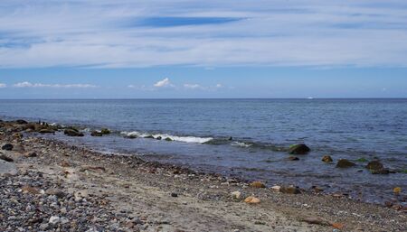 Panorama of a stone beach at the Baltic Seaの写真素材