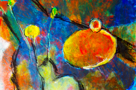 abstract painting with acrylic paints - sphereの写真素材