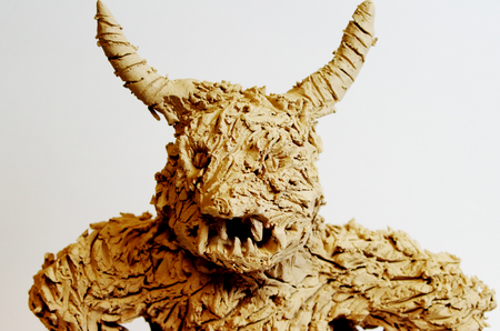 Anger figure made of clay from art therapyの写真素材
