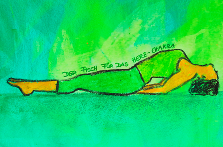 painted yoga asana from the fish for the heart chakraの写真素材