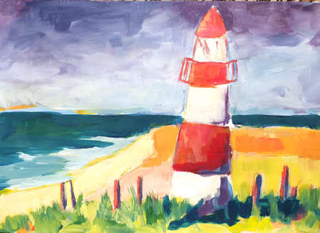 The List-Ost lighthouse on Sylt painted with acrylic paintsの写真素材