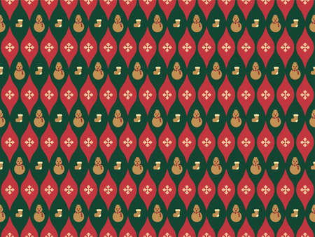 Classic red and green Christmas design seamless pattern set, Winter season festive designのイラスト素材